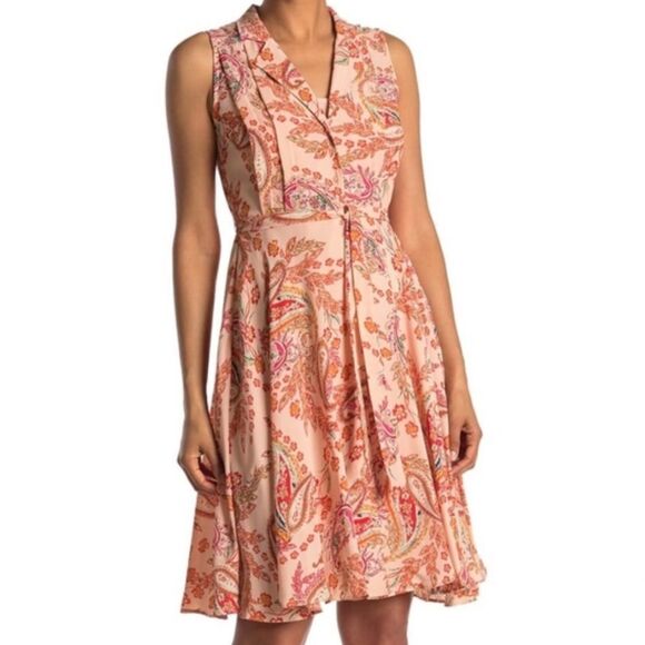 ✨ Nanette Lepore Yellow Peach Print Button Dress✨ - Picture 1 of 7